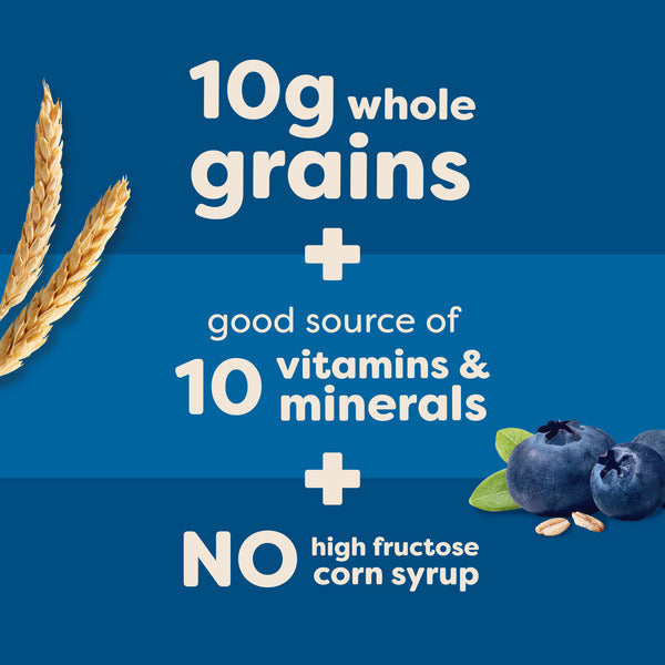 Kellogg’s Nutri-Grain Blueberry Breakfast Bars, Made with 10g Whole Grains, 8 Count