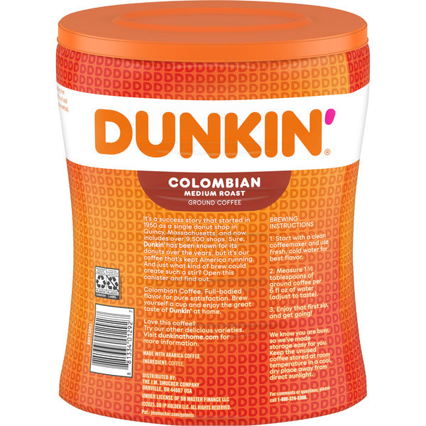 Dunkin' Colombian Medium Roast Ground Coffee