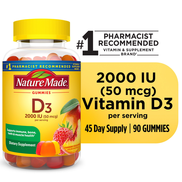 Nature Made Vitamin D3 2000 IU (50 mcg) per serving Gummies