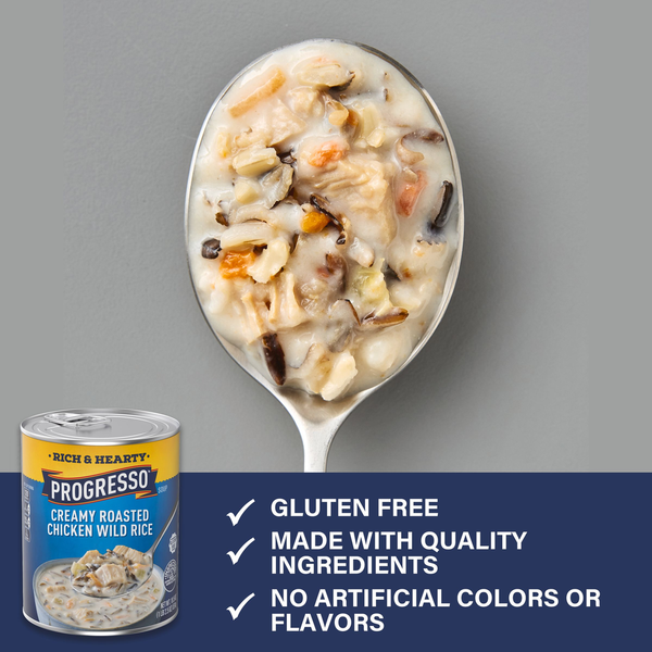 Progresso Rich & Hearty, Creamy Roasted Chicken Wild Rice Canned Soup, Gluten Free