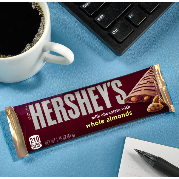 Hershey's Milk Chocolate with Whole Almonds Candy Bars, 1.45 oz (6 Count)