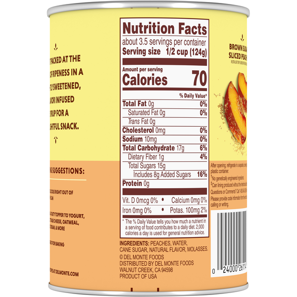 Del Monte Brown Sugar Sliced Peaches in Extra Light Syrup