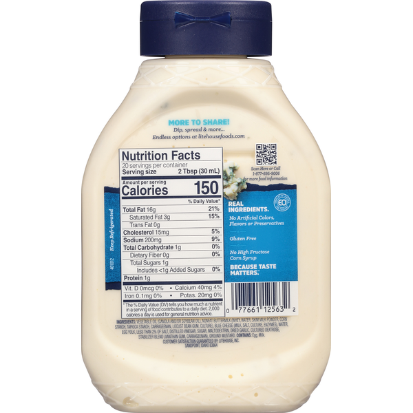 Litehouse Dressing & Dip, Original Blue Cheese, Family Size