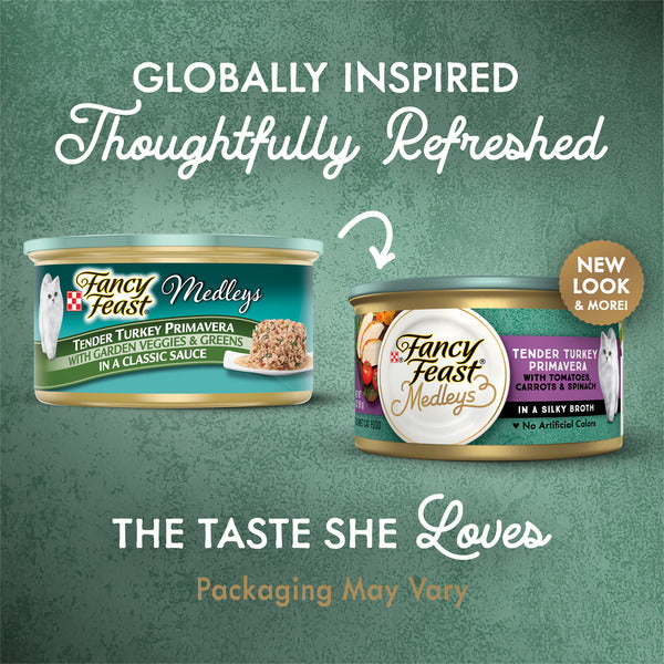 Purina Fancy Feast Wet Cat Food, Medleys Tender Turkey Primavera With Veggies & Greens in Sauce