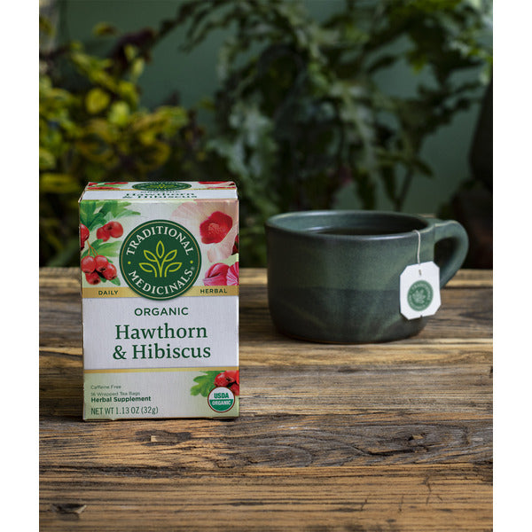 Traditional Medicinals Organic Hawthorn with Hibiscus, Caffeine Free Herbal Tea