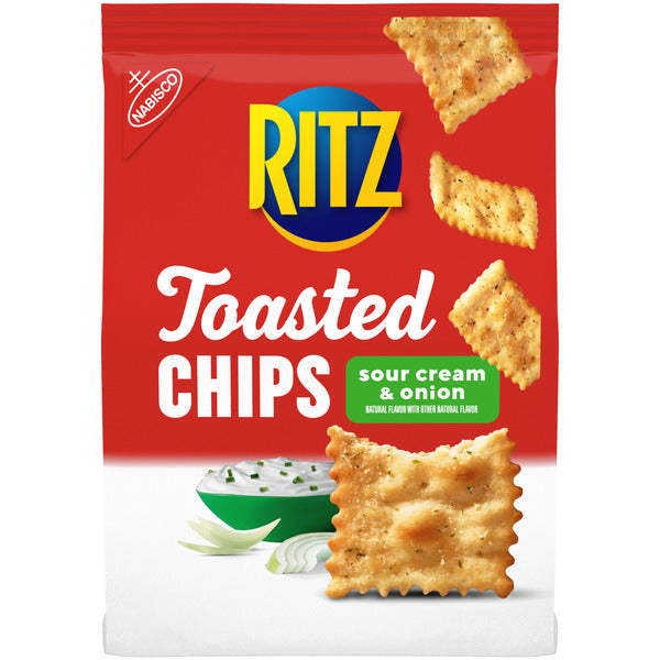 Ritz Toasted Chips Sour Cream And Onion Crackers, Party Snacks 8 oz