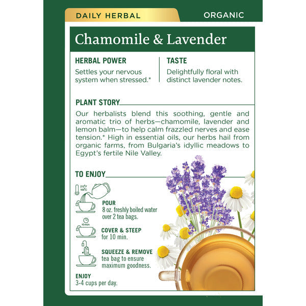 Traditional Medicinals Organic Chamomile with Lavender, Caffeine Free Herbal Tea