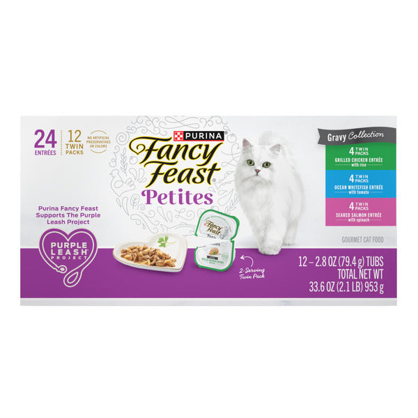 Purina Fancy Feast Gourmet Wet Cat Food , Petites Gravy Collection, break-apart tubs, 24 servings