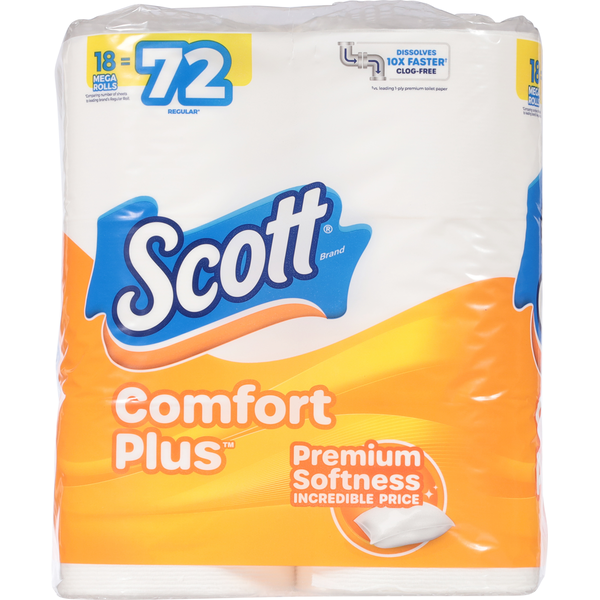 Scott Comfort Plus One-Ply Unscented Mega Rolls Bathroom Tissue