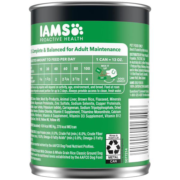IAMS Adult Wet Dog Food Classic Ground with Chicken & Whole Grain Rice