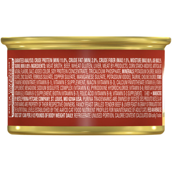 Purina Fancy Feast Grilled Wet Cat Food Beef and Liver Feast in Wet Cat Food Gravy