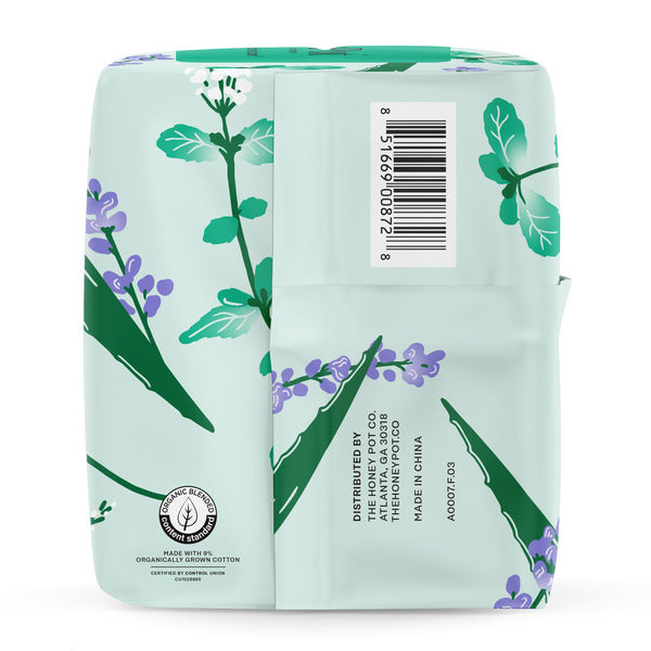The Honey Pot Company 100% Organic Cotton Cover Cooling Herbal Infusion Regular Pads