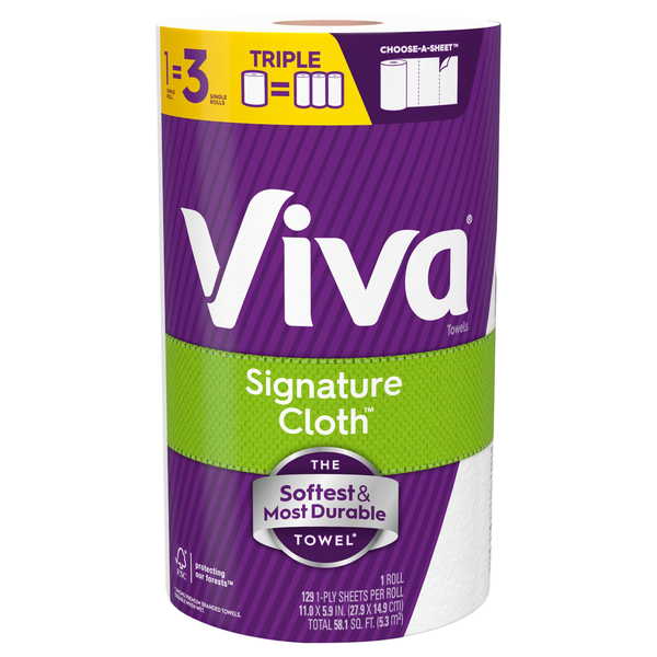 Viva Towels, Choose-A-Sheet, Triple Roll, 1-Ply