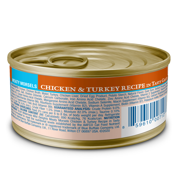 Blue Buffalo Wilderness Wild Delights High Protein Grain Free Wet Cat Food, Chicken & Turkey