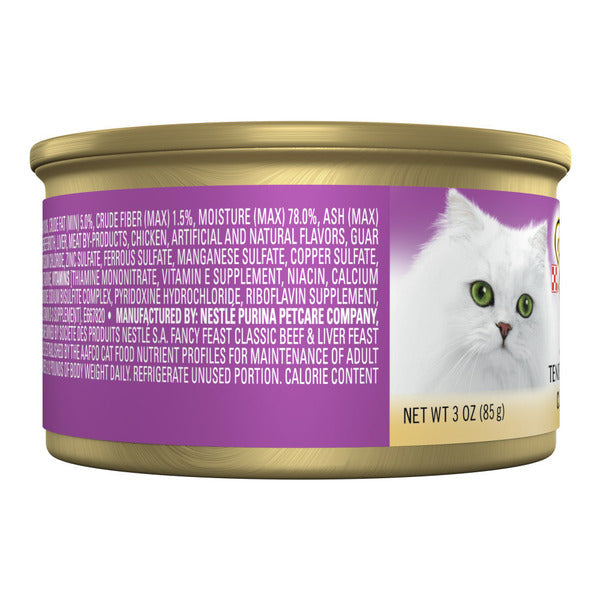 Purina Fancy Feast Tender Beef and Liver Feast Classic Grain Free Wet Cat Food Pate