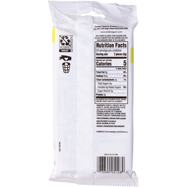 Trident Gum, Spearmint, Sugar Free