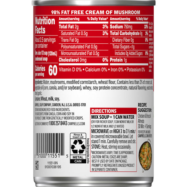 Campbell's 98% Fat Free Cream of Mushroom Soup