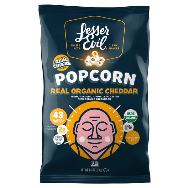 LesserEvil Organic Popcorn, Real Organic Cheddar