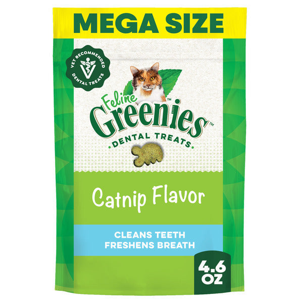 GREENIES Feline Adult Natural Dental Cat Treats, Catnip Flavor, 4.6 oz. Pouch