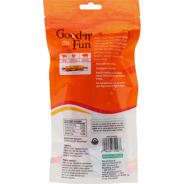 Good 'n' Fun Chews Triple Flavor Chews 7 Inch Rolls Snack for All Dogs