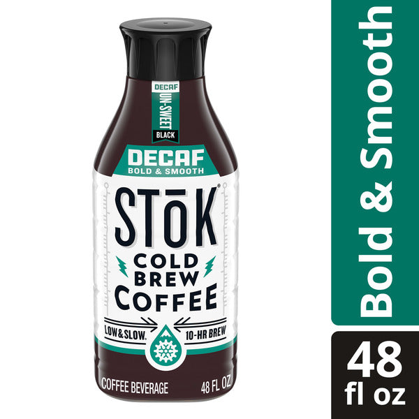 SToK Decaf Bold & Smooth Unsweetened Cold Brew Coffee, Ready to Drink Bottled Coffee, 48 fl oz
