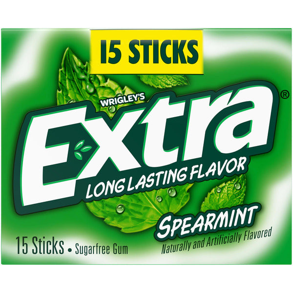 Extra Gum Spearmint Sugar Free Chewing Gum Single Pack Stick