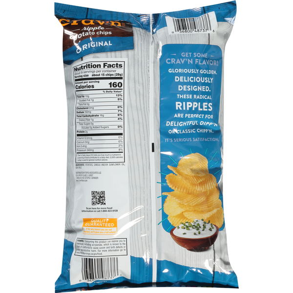 Crav'n Flavor Potato Chips, Original, Ripple