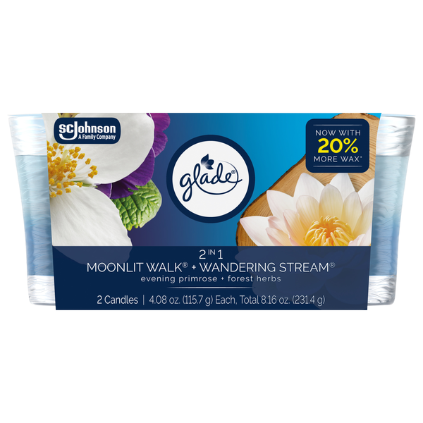 Glade 2 in 1 Moonlit Walk + Wandering Stream Candles