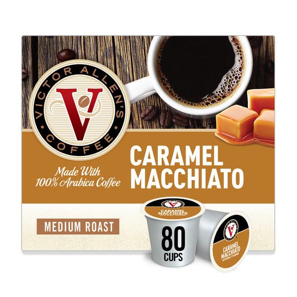 Victor Allen's Coffee Caramel Macchiato, Medium Roast, Single Serve Coffee Pods