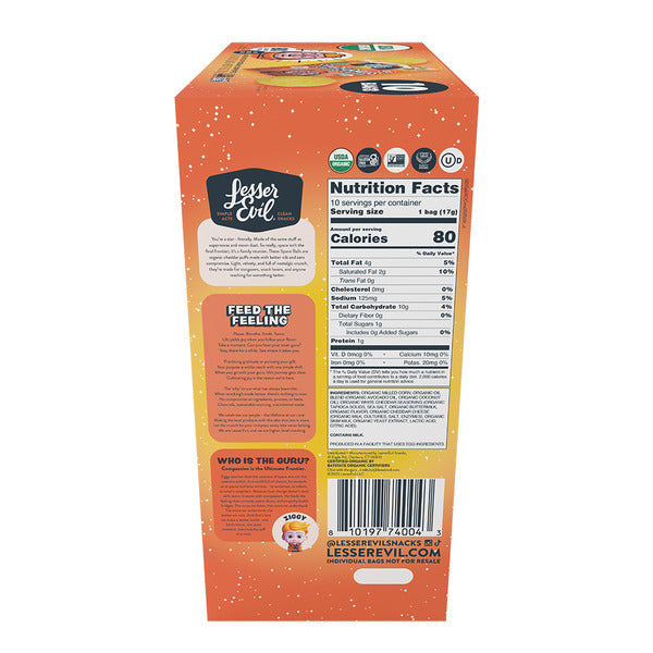 LesserEvil  Space Balls, Snack Pack Box, Real Cheese