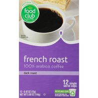 Food Club Coffee, 100% Arabica, Dark Roast, French...
️