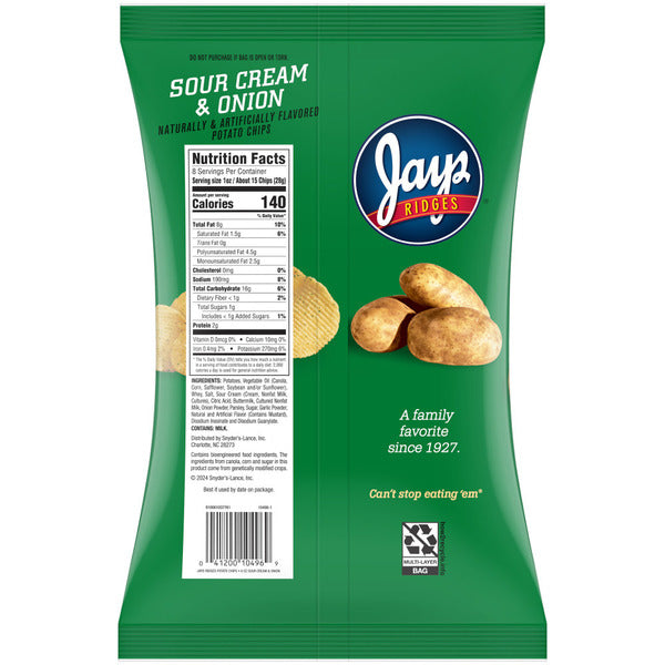Jays Ridges Sour Cream & Onion Flavored Potato Chips
