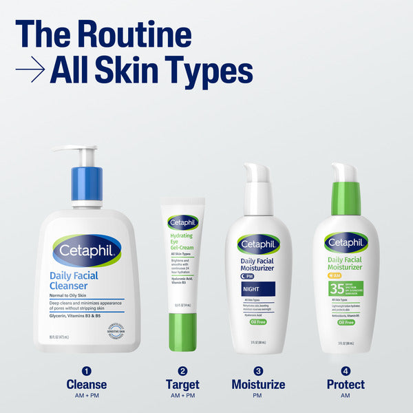Cetaphil Daily Facial Moisturizer SPF 35, 3 Fl Oz, Gentle Facial Moisturizer for Dry or Oily Combination Sensitive Skin, Fragrance Free