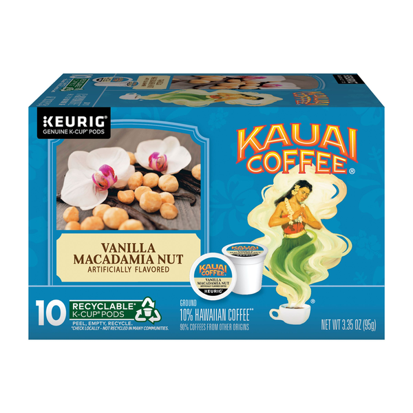 Kauai Coffee K-Cup Pods Ground Vanilla Macadamia Nut Coffee