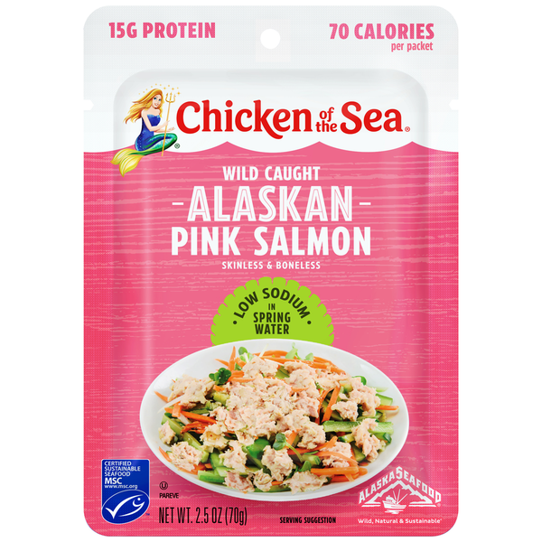 Chicken of the Sea Wild Caught Alaskan Pink Salmon in Spring Water Packet, Low Sodium
