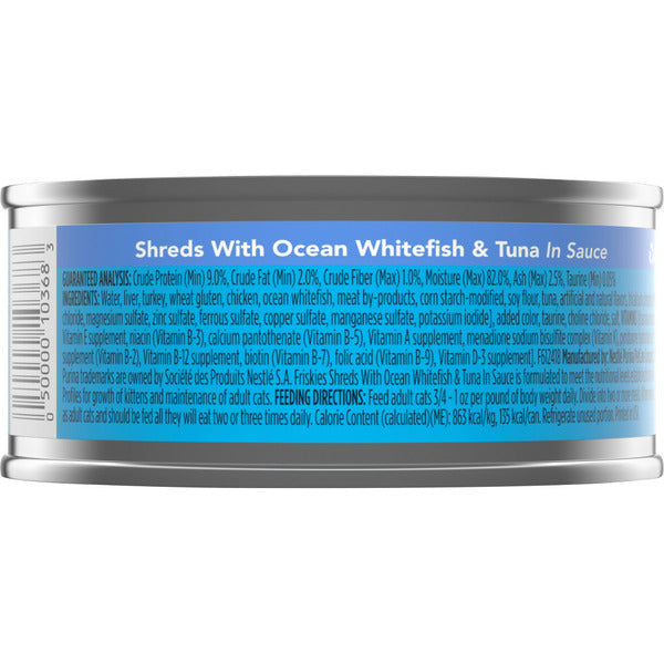 Purina Friskies Wet Cat Food, Shreds With Ocean Whitefish & Tuna in Sauce