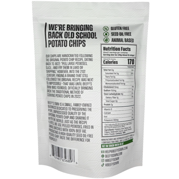 Beefy's Own Beef Tallow Potato Chips (Salt & Pepper)