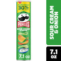 Pringles Sour Cream and Onion Potato Crisps Chips, Lunch Snacks, Party Stack, 7.1 oz