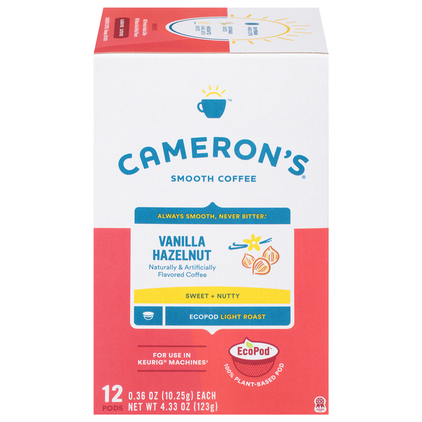 Cameron's Coffee EcoPods, Flavored, Vanilla Hazelnut Light Roast