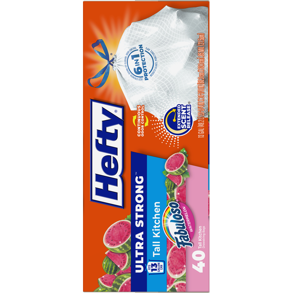 Hefty 13 Gallon Fabuloso Watermelon Tall Kitchen Drawstring Bags