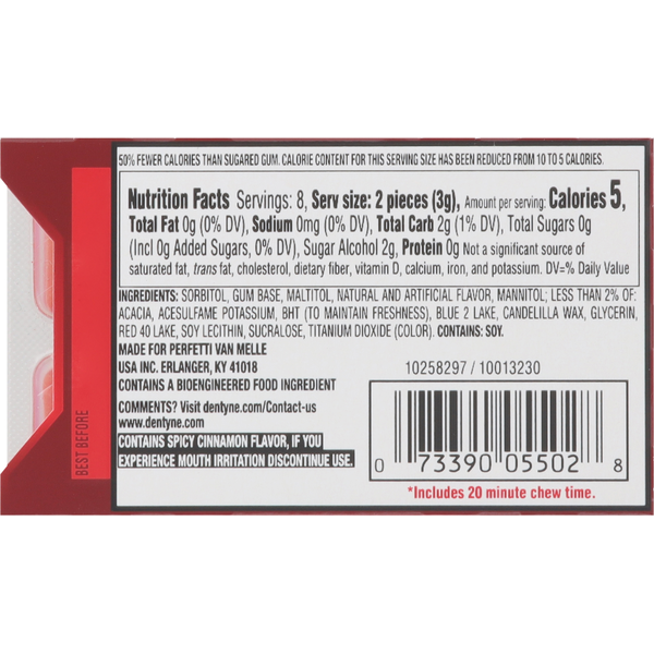 Dentyne Sugar Free Spicy Cinnamon Gum
