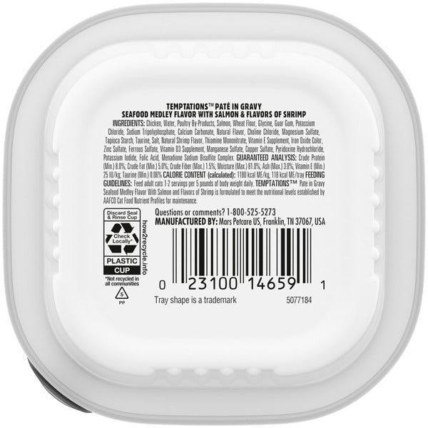 TEMPTATIONS Wet Cat Food, Seafood Medley Flavor Pate in Gravy