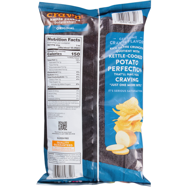 Crav'n Flavor Potato Chips, Original, Kettle Cooked