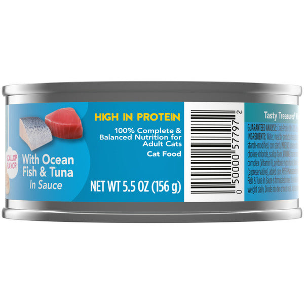 Purina Friskies Pate Wet Cat Food, Tasty Treasures With Ocean Fish & Tuna and Scallop Flavor