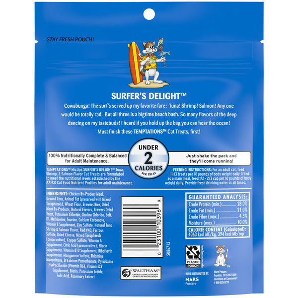 TEMPTATIONS MixUps Crunchy and Soft Cat Treats Surfers' Delight Flavor