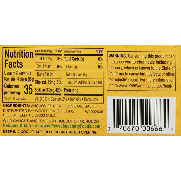 Reese's Flat Fillets of Anchovies in Pure Olive Oil