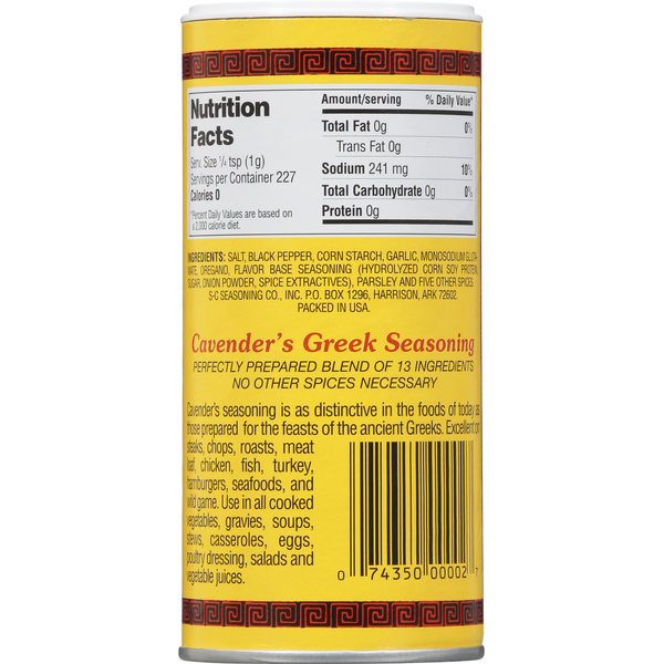 Cavender's Seasoning, Greek, All Purpose
