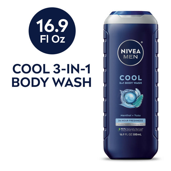 NIVEA Men Cool 3-in-1 Body Wash Menthol + Yuzu