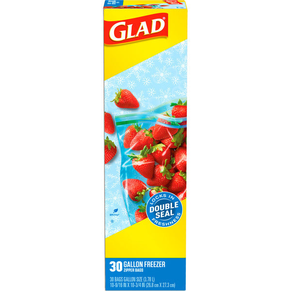 Glad Zipper Gallon Freezer Storage Plastic Bags