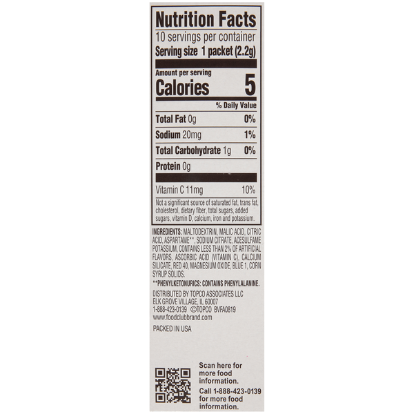 Food Club +H2O To Go!, Grape Low Calorie Drink Mix